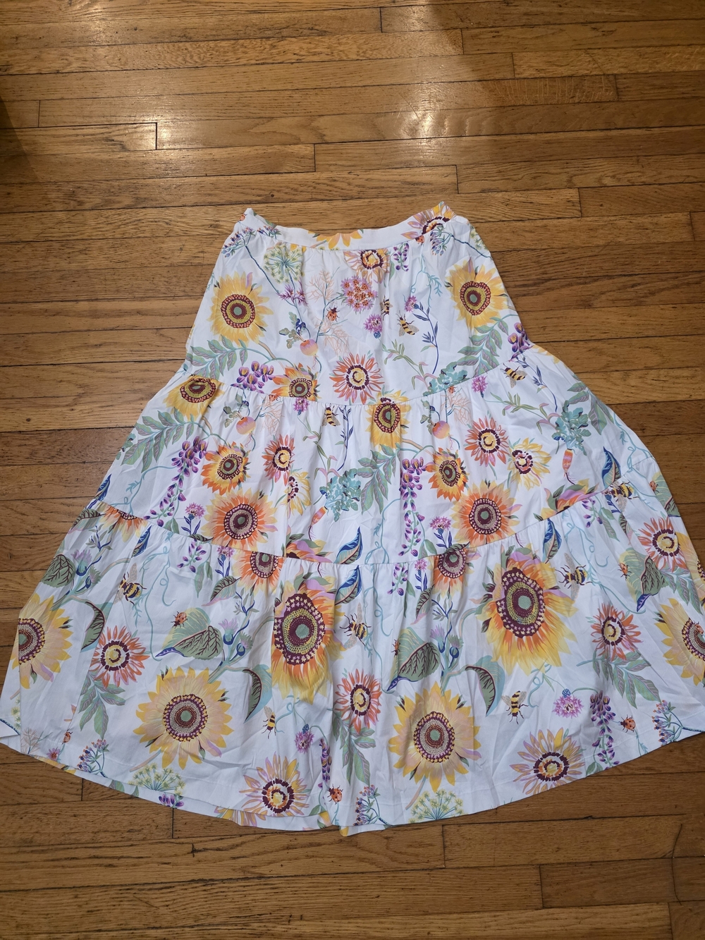 Elie Tahari White Maxi Skirt with Sunflower & Botanical Print - Picture 2 of 5